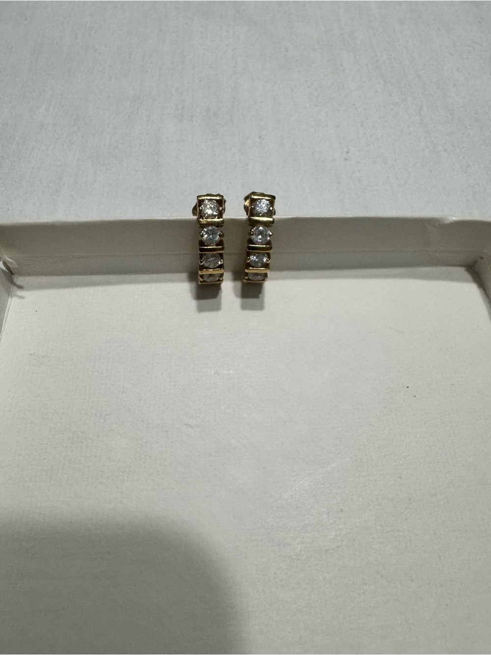 Gold Crystal Hoop Earrings - Sparkling Row Huggies